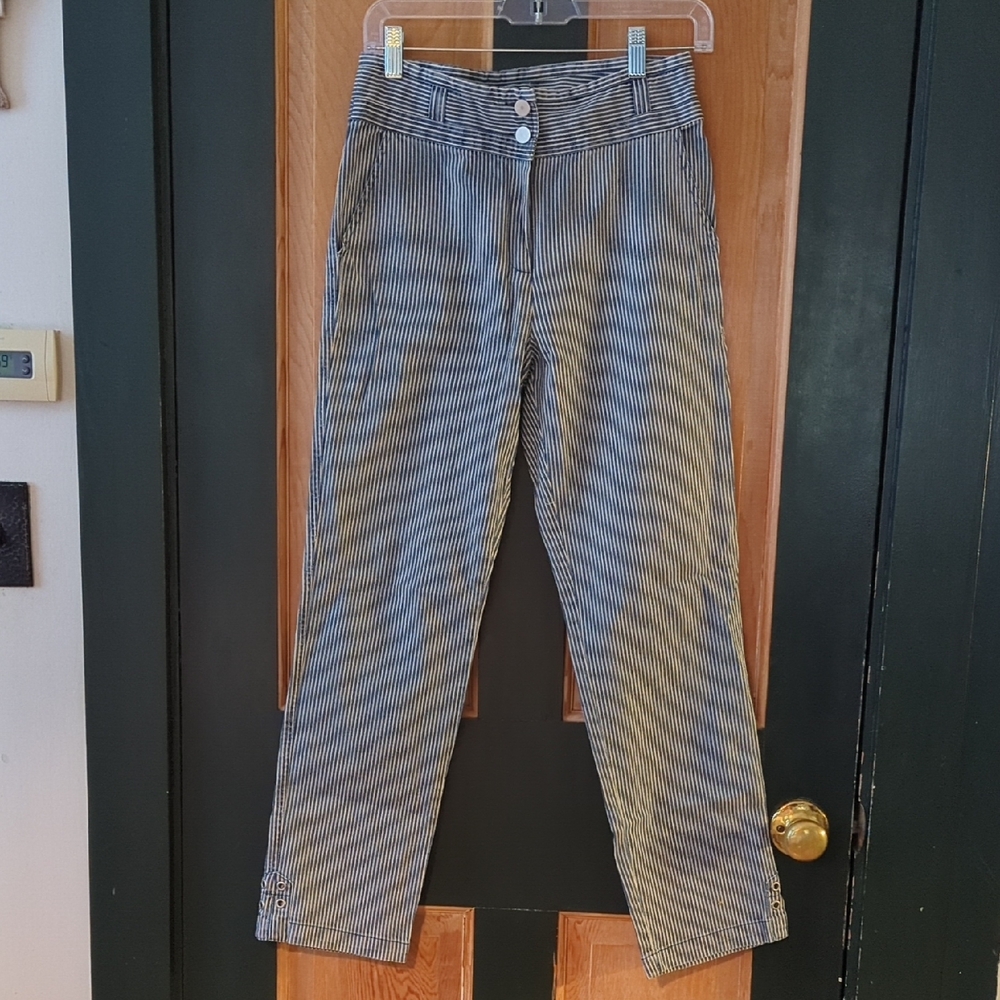 Blue & White Hickory Striped Capris